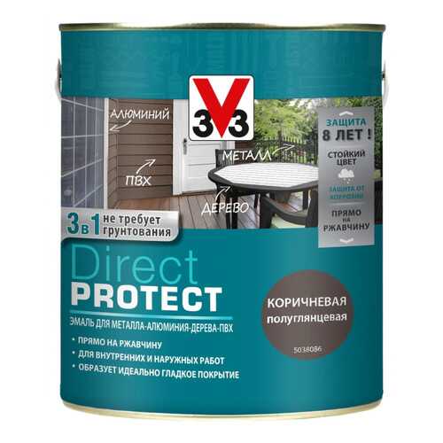 Эмаль Direct Protect V33 коричневая, 2.5л в ОБИ