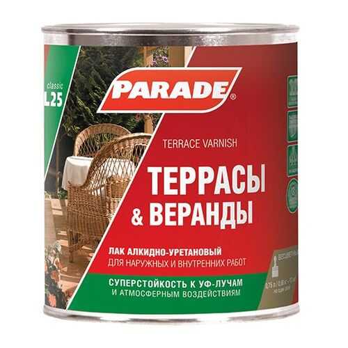 Лак для террас алкидно-уретановый PARADE L25 Террасы &Веранды Матовый 0,75л в ОБИ