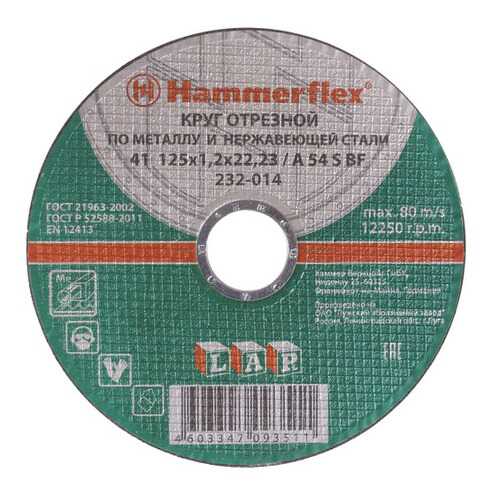 Отрезной диск по металлу для угловых шлифмашин Hammer Flex 232-014 (86894) в ОБИ