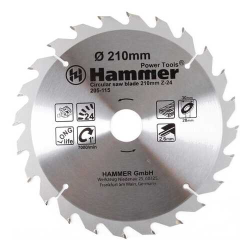 Диск по дереву для дисковых пил Hammer Flex 205-115 CSB WD (30665) в ОБИ