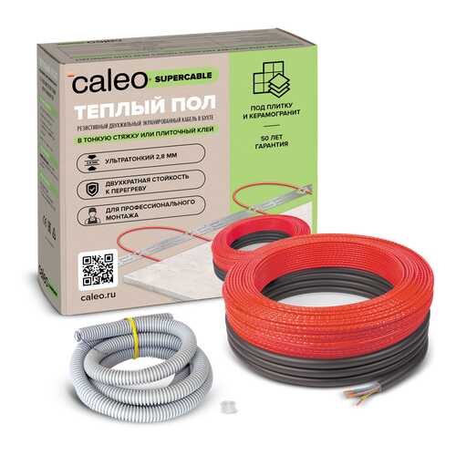 Нагревательная секция для теплого пола CALEO SUPERCABLE 18W-90, 8.1-12.5 м2 в ОБИ